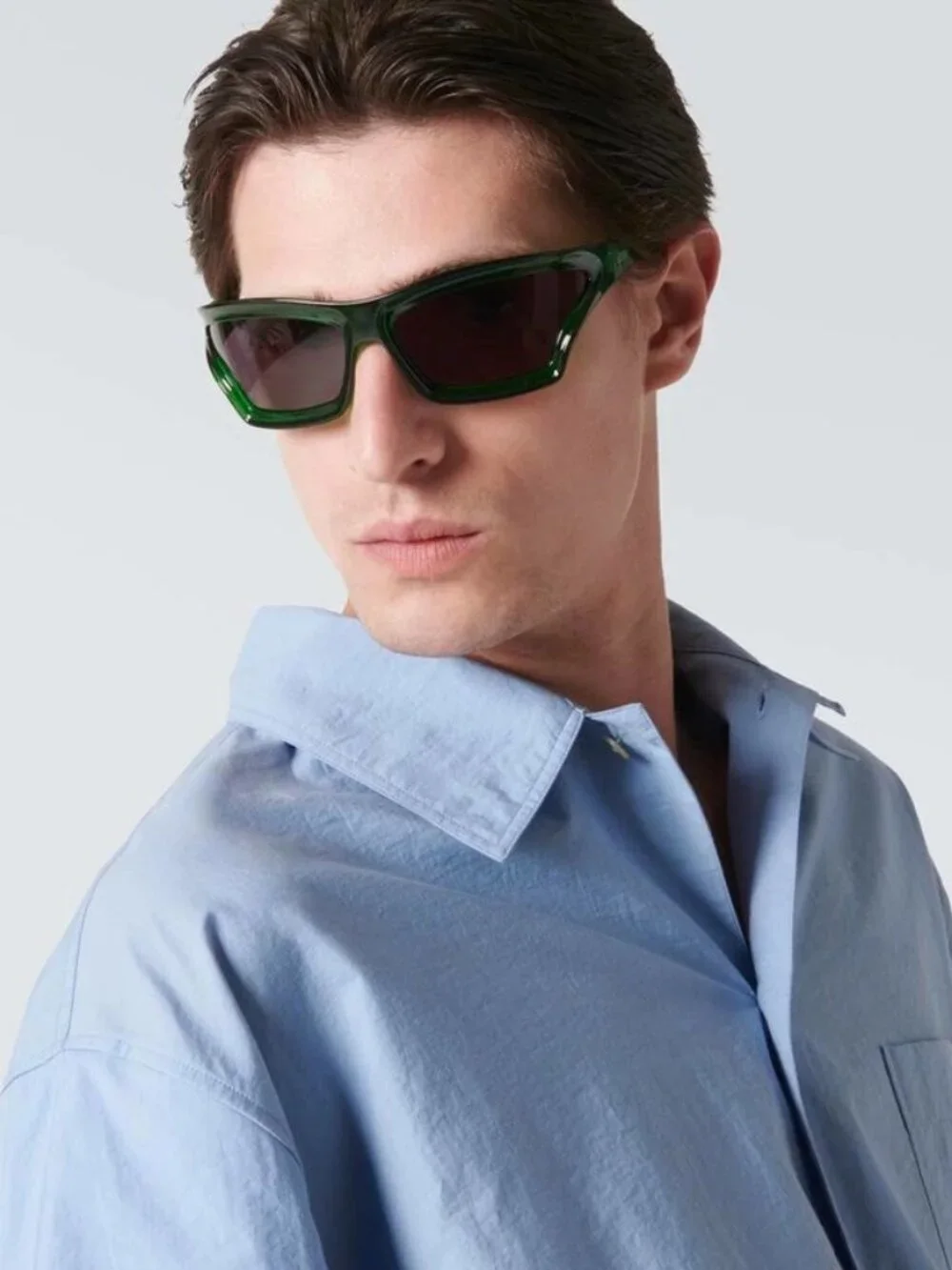 Loewe Men Sunglasses Green Smoke Wraparound LW40143U 98A NEW AUTHENTIC